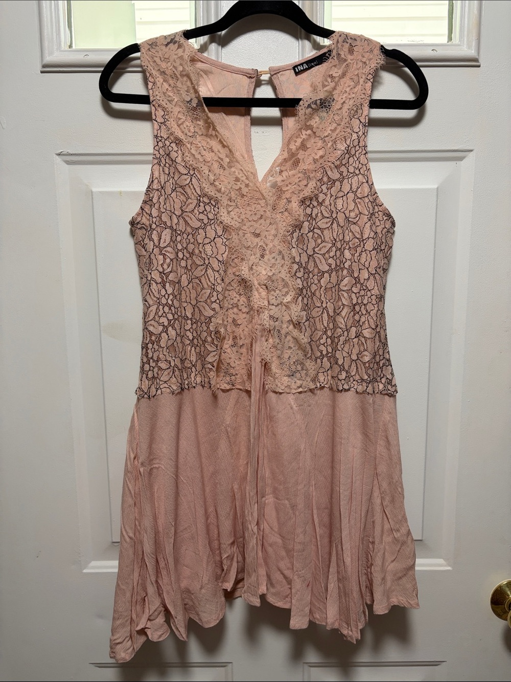 Ina Blush Pink Lace-Trim Tunic/Mini dress
